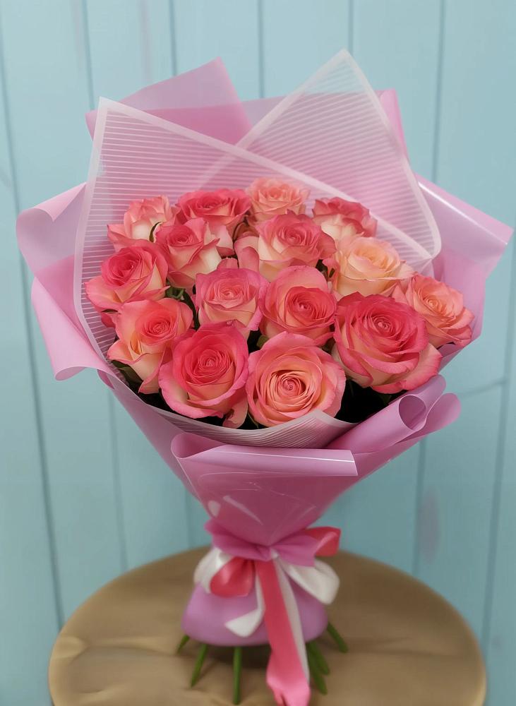 15 Розовых роз Равель в Агидели Букет 15 Розовых роз Равель в Агидели
