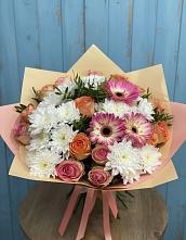 Букет цветов из:  Розы, Герберы и Хризантемы #REPLACE_PRED# Агидели