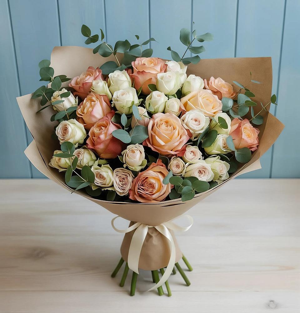 Букет цветов из: Альстромерии и Розы в Агидели