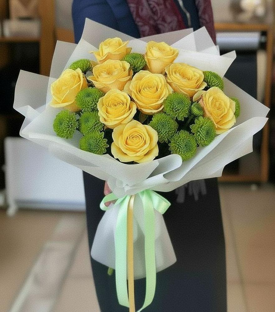 Букет цветов из: Хризантемы и Розы в Агидели