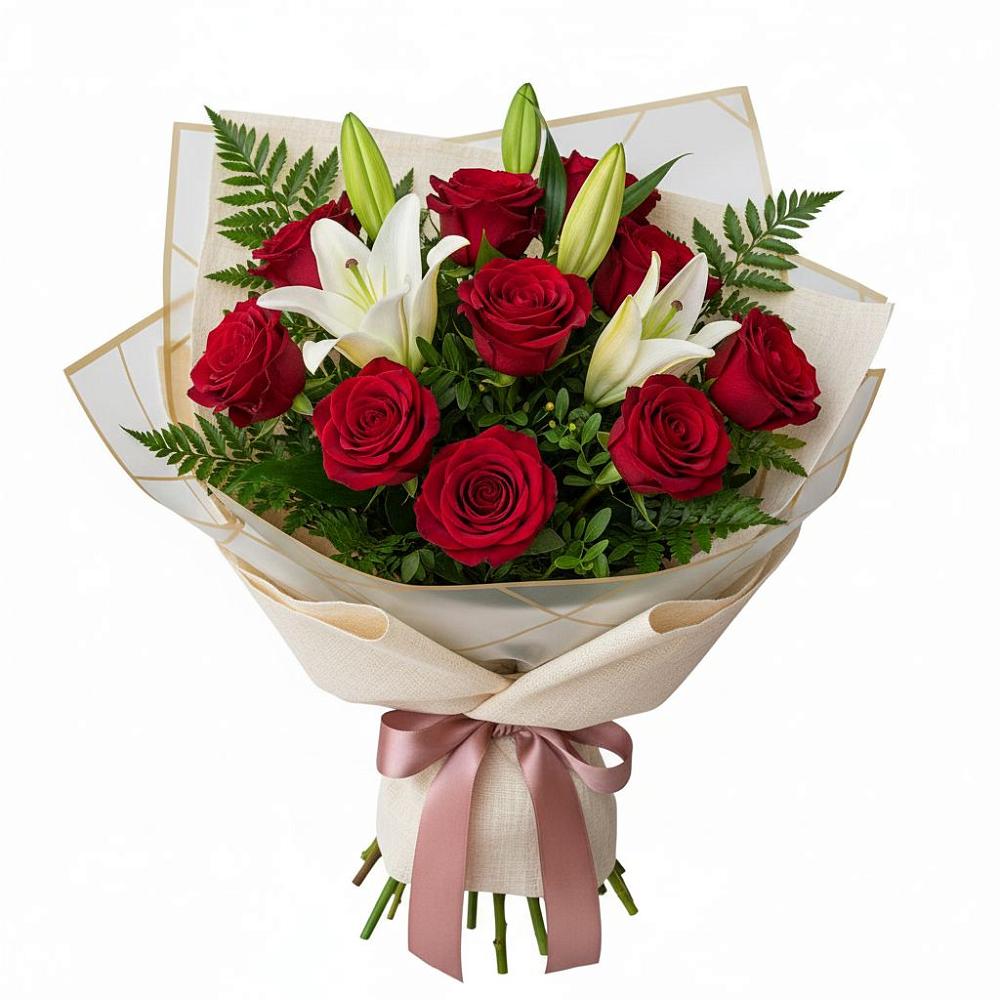 Букет высокая поэзия в Агидели Букет цветов из: Лилии и Розы в Агидели