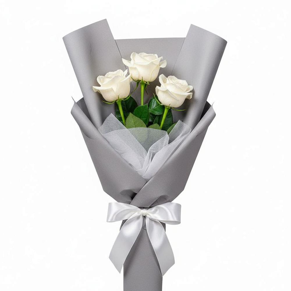 Букет 3 белые розы в Агидели