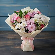 Букет цветов из:  Хризантемы, Альстромерии и Розы в Агидели