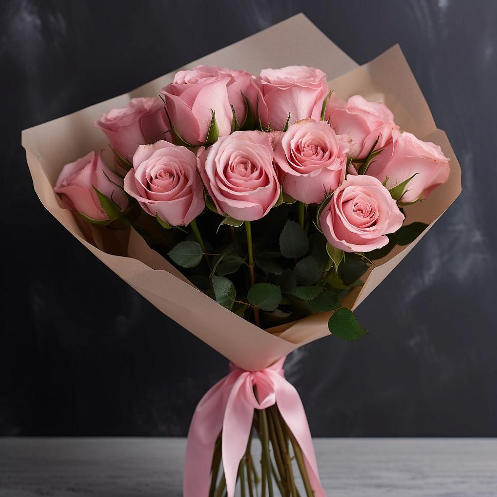 Букет 11 розовых роз в Агидели