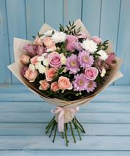 Букет цветов из:  Хризантемы, Розы и Альстромерии #REPLACE_PRED# Агидели