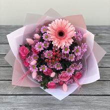 Букет цветов из:  Розы, Герберы и Хризантемы в Агидели