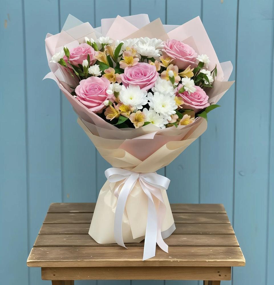 Букет французская меренга в Агидели Букет цветов из: Гвоздики, Орхидеи и Розы в Агидели